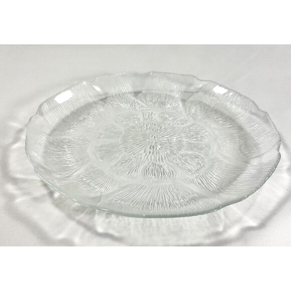 Arcoroc France Salad & Dessert Plate Sunflower Design Clear Glass Set of 12 - Picture 2 of 16